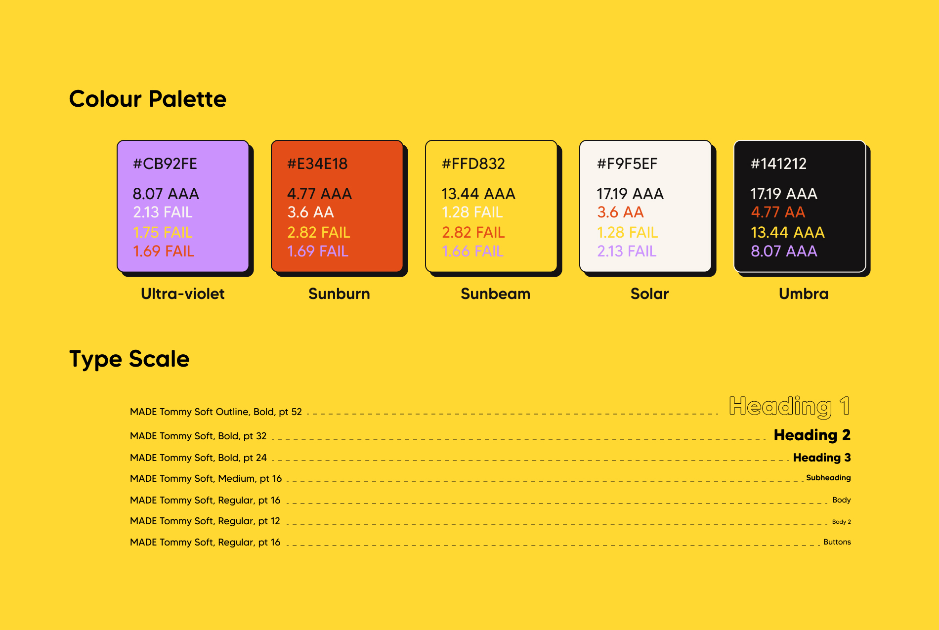 Sunbud brand colours and type!