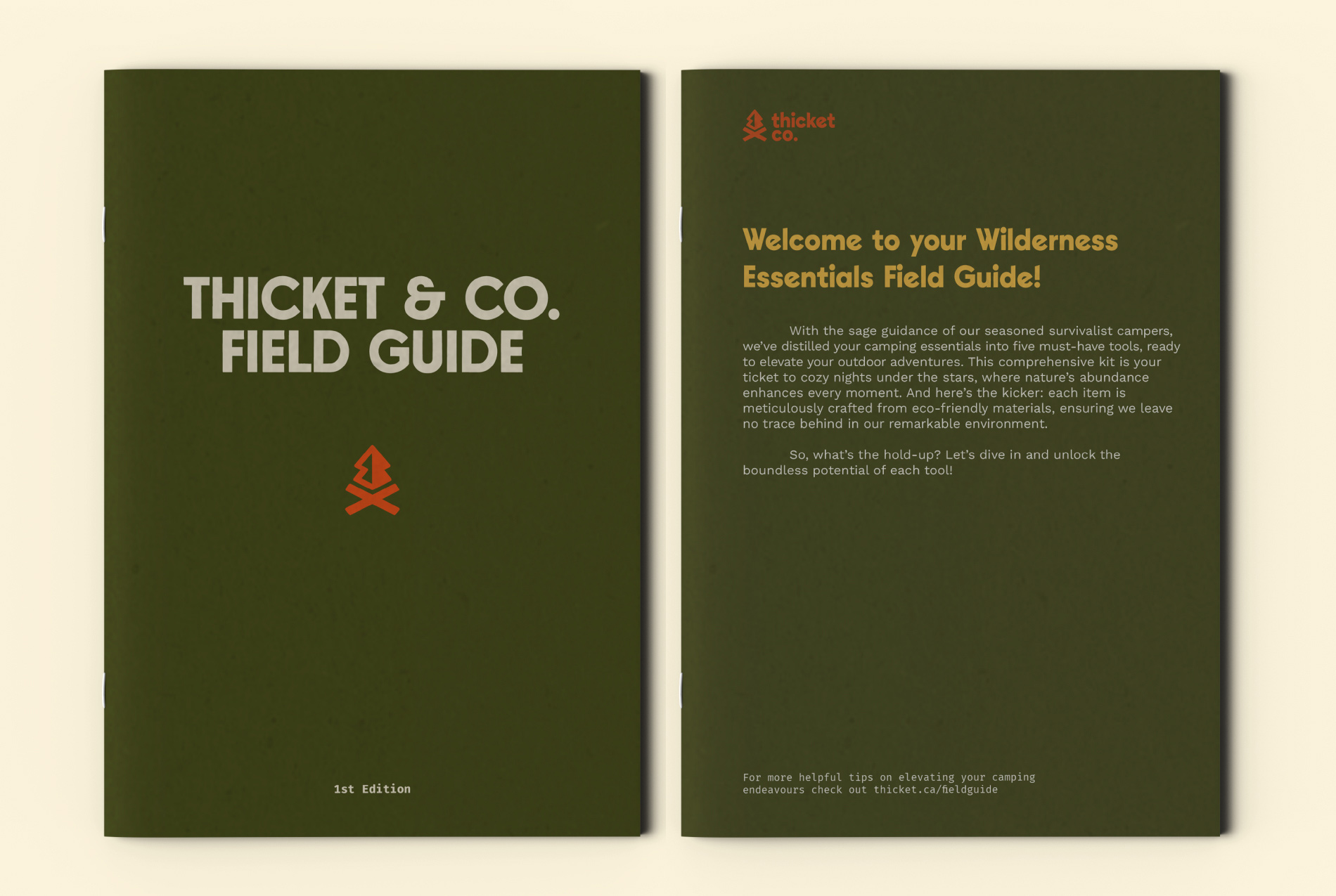 Front and back covers of the Thicket Co. field guide.