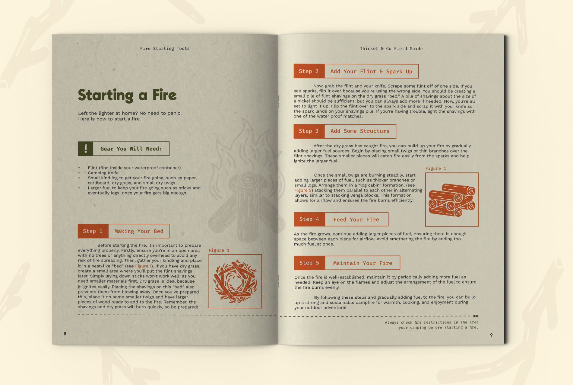 Starting a Fire spread of the Thicket Co. field guide.