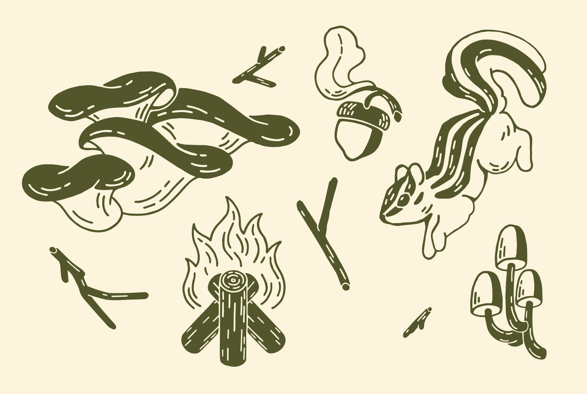 Brand illustration assets for Thicket Co.