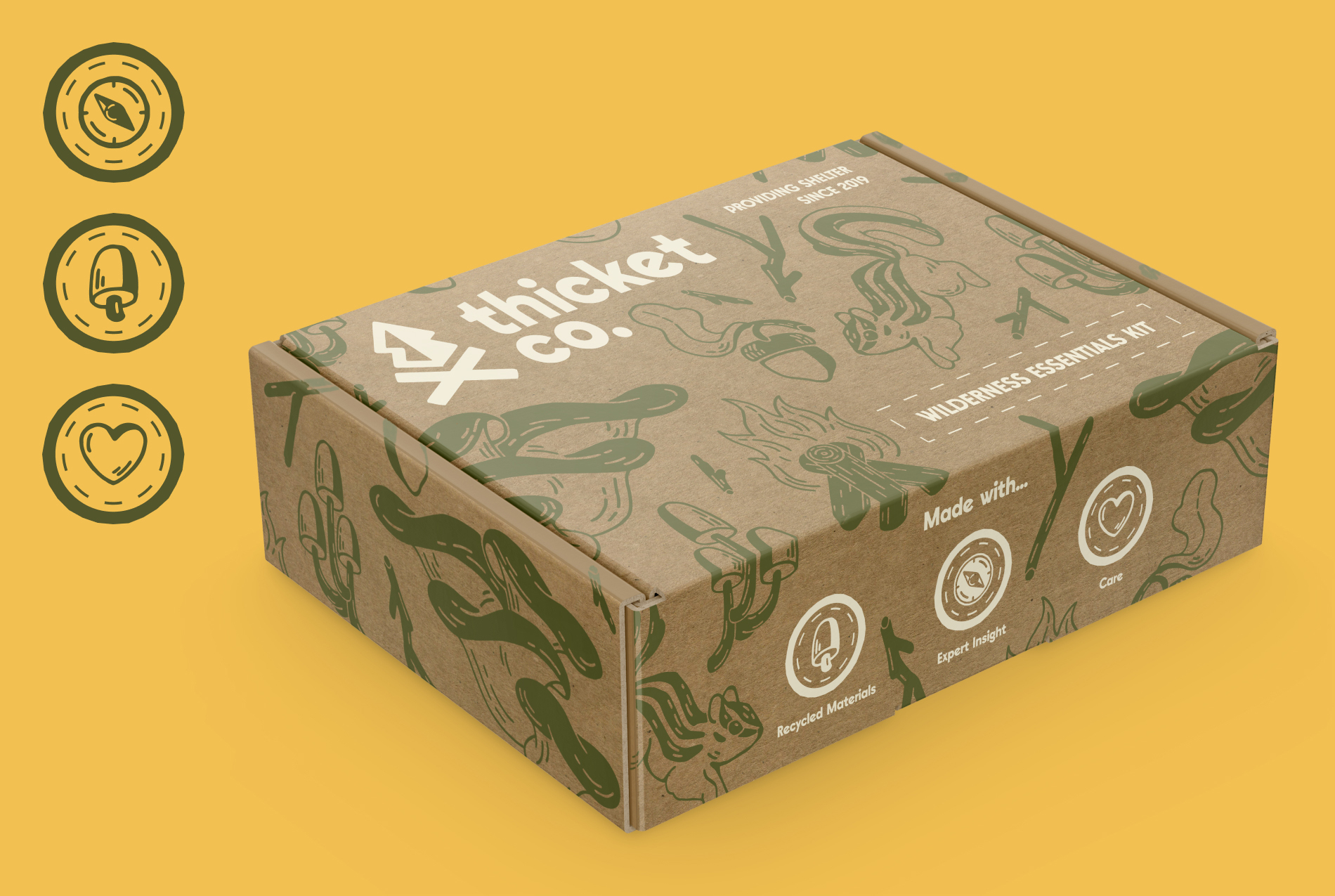 The Wilderness Essentials Kit packaging from Thicket Co.